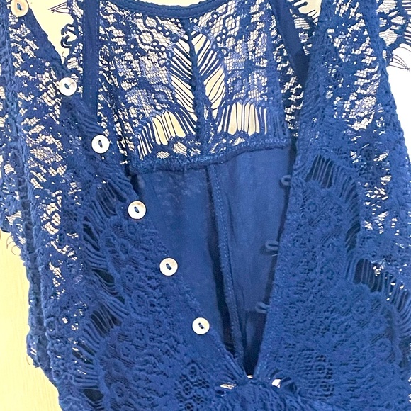 FREE PEOPLE Intimately Blue Lace She's Got It Slip Mini Dress - XSmall - Picture 4 of 4
